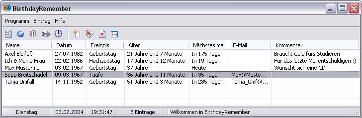 BirthdayRemember Screenshot